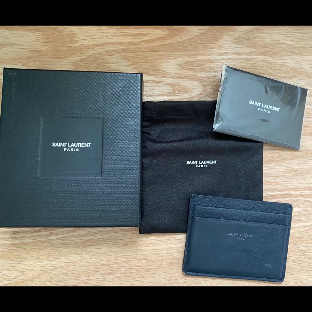 SAINT LAURENT YSL CARD HOLDER WALLET NAVY W/BOX